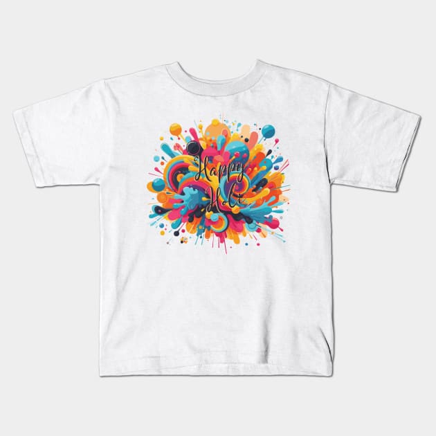 Happy Holi Hindu Color Festival Kids T-Shirt by Heartsake